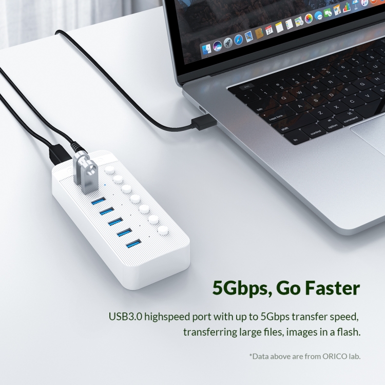  Regleta Orico CT2U3-10AB-WH  de 10 puertos usb 3.0 con interruptores individuales